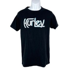 Hurley Shirt Men Medium Black Graphic Spellout Short Sleeve Crew Neck